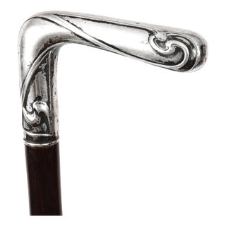 Antique French Silver Walking Cane Stick, 1800s For Sale