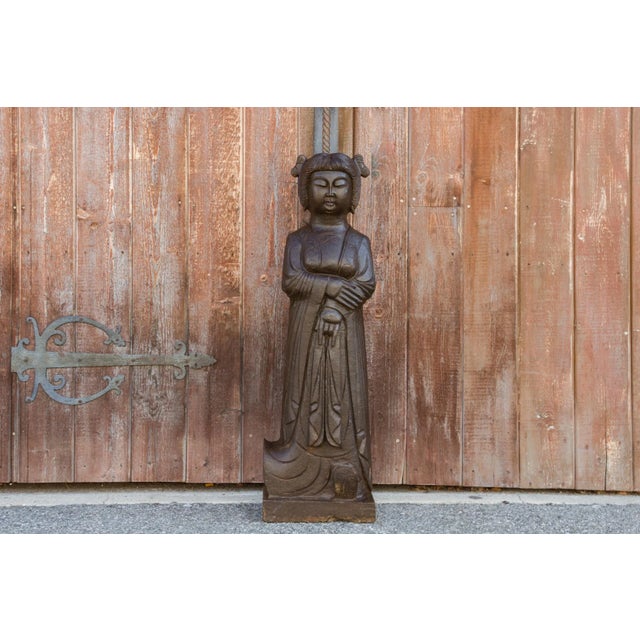 19th Century Hand Carved Black Stone Imperial Statue For Sale - Image 12 of 13