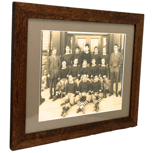 Wood Antique Circa 1912 Boston Massachusetts High School Football Team Authentic Photograph in Walnut Wood Frame For Sale - Image 7 of 13