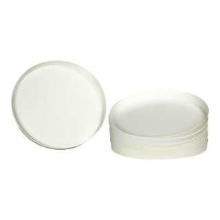 1970s Mid Century Modern Trays Round White Plastic Splatter Platters by Sabe’s For Sale
