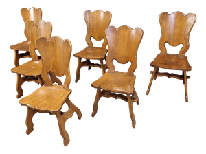 Rustic Dutch Oak Dining Chairs, 1960s, Set of 6