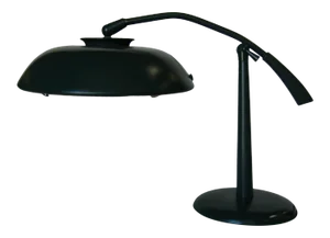 Mid-Century Green Enamel Brass Swivel Table Lamp W/ Large 13" Saucer Shade