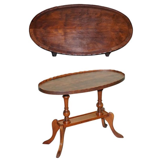 Vintage Oval Scalloped Edge Occasional Side Table For Sale - Image 12 of 12