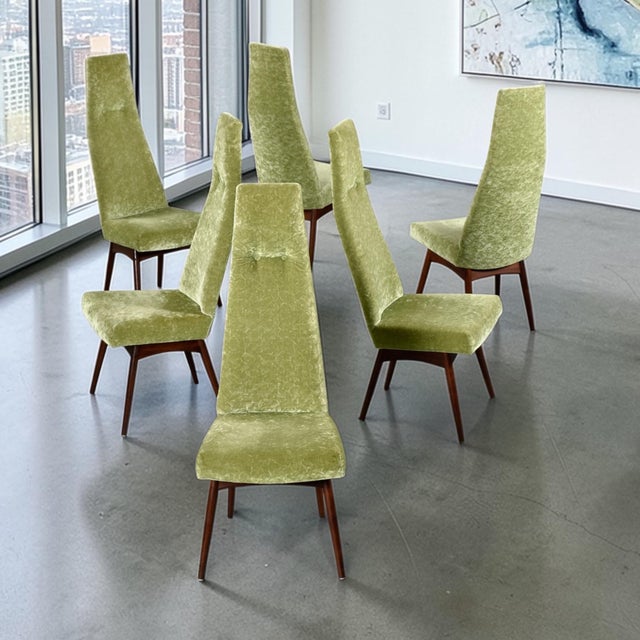 6 Green High Back 2051 C Dining Chairs by Adrian Pearsall for Craft Associates For Sale - Image 13 of 18