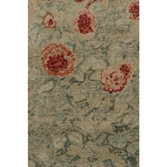 Rug & Kilim’s Distressed Style Transitional Rug in Polychromatic Floral Patterns For Sale In New York - Image 6 of 8