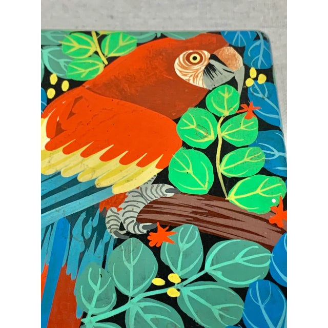 Wood Vintage Hand Painted Wooden Parrot Box For Sale - Image 7 of 11