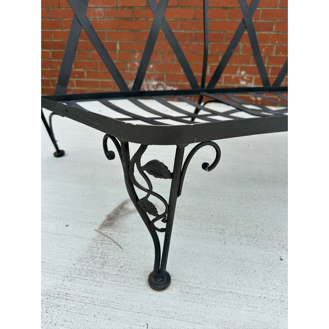 Black Late 20th Century Woodard Chantilly Rose Wrought Iron Outdoor Sectional Sofa with Cushions, Attributed, 2 Pieces For Sale - Image 8 of 9
