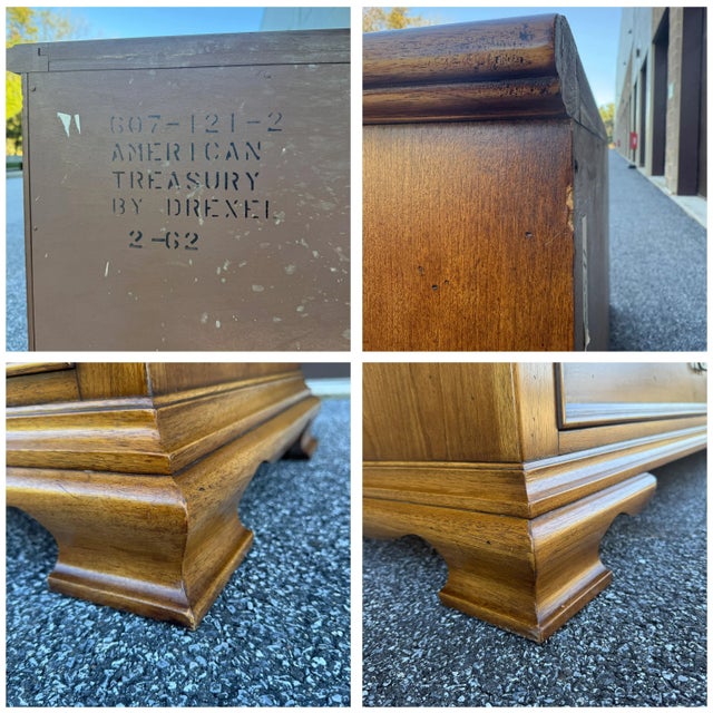 Vintage Drexel American Treasury Collection Rustic Traditional Maple & Pine 7 Drawer Lowboy Double Dresser For Sale - Image 15 of 17