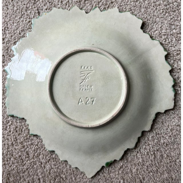 Vintage French Majolica Leaf Plate For Sale - Image 4 of 9
