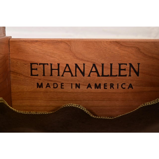 Brown Ethan Allen Georgian Solid Cherry Wood Flip Top Buffet Server or Bar Cabinet For Sale - Image 8 of 13