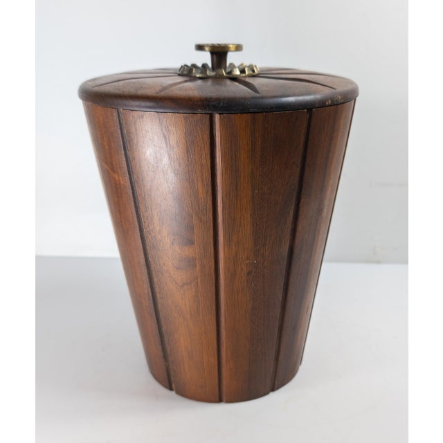 Mid-Century Modern Walnut Ice Bucket or Trash Can by Vermillion For Sale - Image 4 of 13