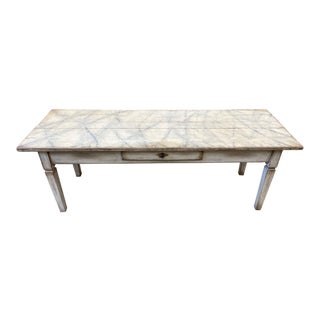 19th C Italian Painted Coffee Table With Faux Marble Top For Sale