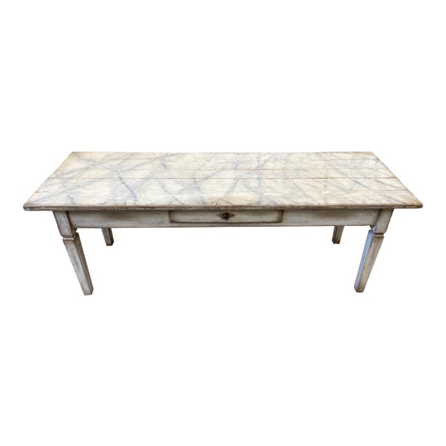 19th C Italian Painted Coffee Table With Faux Marble Top For Sale