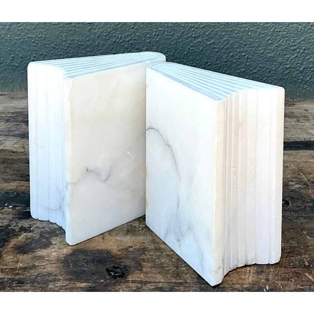 Mid-Century Modern Vintage Carved Marble Book Ends - Set of 2 For Sale - Image 3 of 12