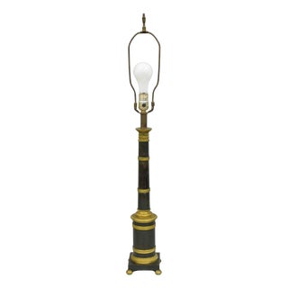 Antique French Empire Patinated Bronze Candlestick Column Bouillotte Table Lamp For Sale