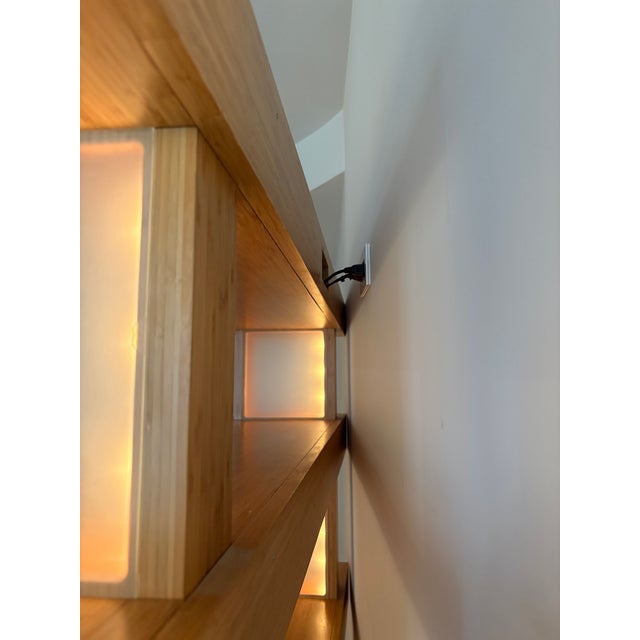 Custom Built Bamboo Wood Book Shelf With Led Lighting For Sale - Image 10 of 14