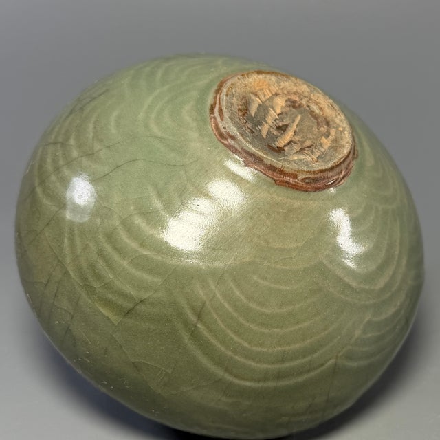Antique Chinese Celadon Two‑Handle Globular Jar, Collectible Antique For Sale - Image 4 of 5