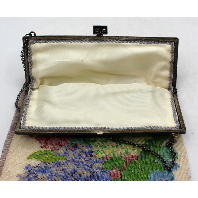 Early 20th Century Circa 1920s Micro-Beaded Floral Tapestry Purse For Sale - Image 5 of 6