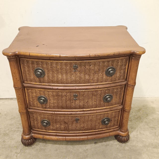 Mid 20th Century Tommy Bahama Lexington Home Bamboo and Wicker Side Table/Nightstand For Sale - Image 9 of 18