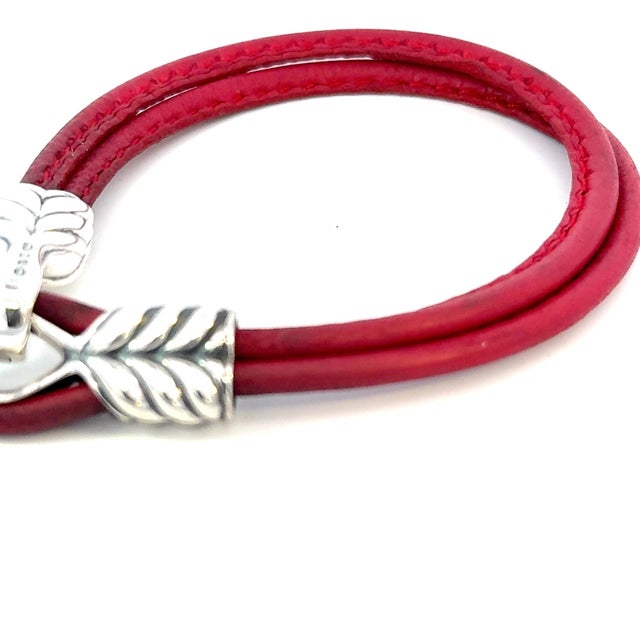 Authentic David Yurman Red Leather Bracelet 9" Sterling Silver Estate DY685 Retail: $425.00 This elegant Authentic David...