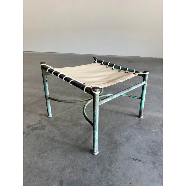 Early Mid Century Robert Lewis Attrbuted Patinated Bronze Patio Lounge Chair Ottoman Set, 2 Pieces For Sale - Image 9 of 11