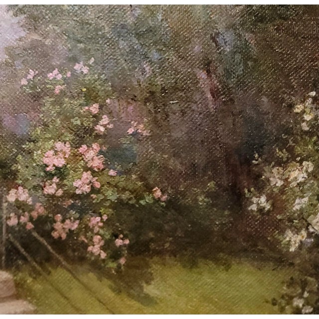 Anna Eliza Hardy-The Rose Garden in Full Bloom-1920s Impressionist Oil Painting For Sale In Los Angeles - Image 6 of 9