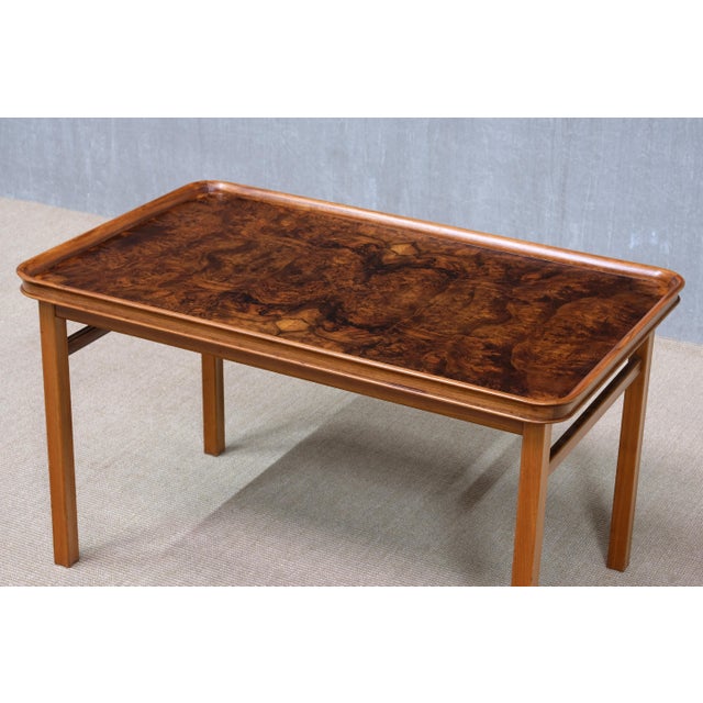Wood Walnut Burl and Mahogany Table by Carl-Axel Acking, Sweden, 1930s For Sale - Image 7 of 13