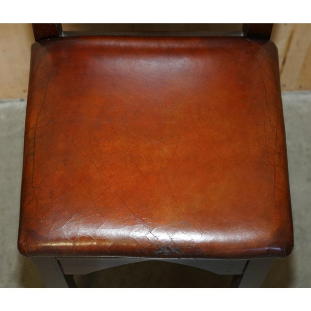 Gothic Revival Chairs in Brown Leather, Set of 6 For Sale - Image 6 of 18