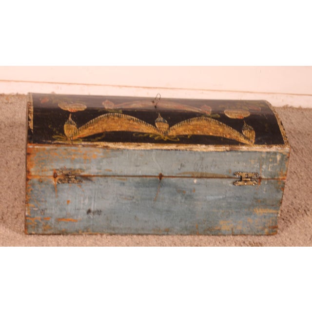 Norman Wedding Chest in Painted Wood, 1800s For Sale - Image 6 of 11