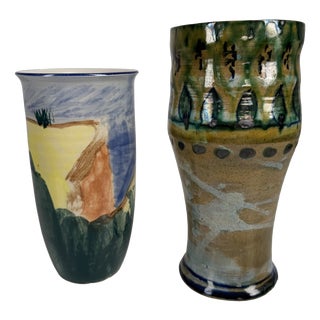 Danish Ceramic Vases from Vensø Danmark & Studio Pottery, 1970s, Set of 2 For Sale