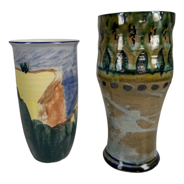 Danish Ceramic Vases from Vensø Danmark & Studio Pottery, 1970s, Set of 2 For Sale