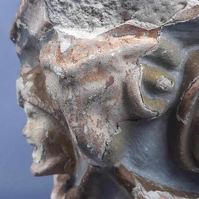 Antique Terracotta and Cement Altar Capital with Figures in Relief, 16th Century For Sale - Image 10 of 16