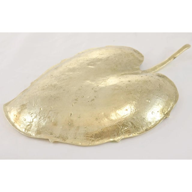 Mid-Century Modern Large 10" Brass Leaf Tray For Sale - Image 3 of 4