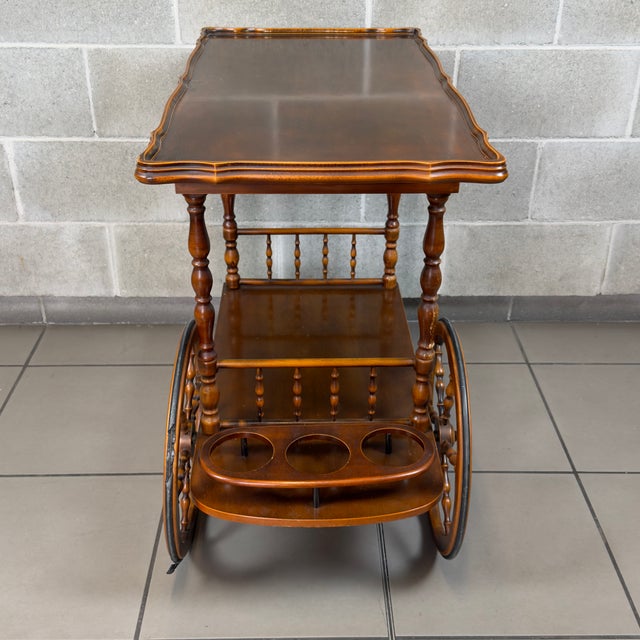 Vintage Wooden Bar Cart, Italy, 1960s For Sale - Image 3 of 11