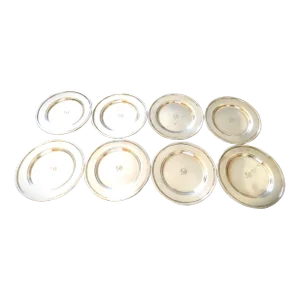 1930's Wallingford Silver Plate Salad Dessert Fruit Plates, Initial D
