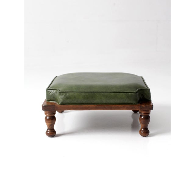 Mid-Century Colonial Revival Footstool With Green Cushion For Sale - Image 6 of 10
