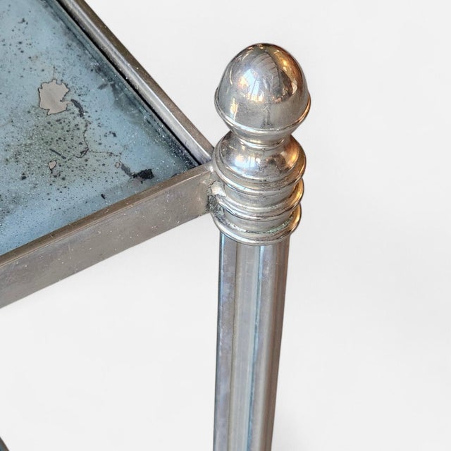 1970s Chrome Two-Tier Mirrored Side Table, After Maison Jansen For Sale In New York - Image 6 of 7