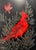 Vintage “CARDINALS” Scratch Painting by Richard Reid Mason Aprox. dimensions: Frame: 18"H x 15"W Sight area: 11"H x 8.5"W...