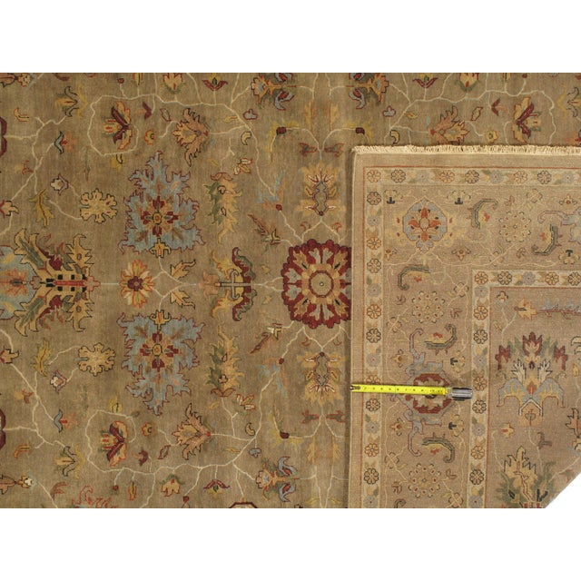 Traditional Pasargad DC Light Brown Fine Hand Knotted Heriz Design Rug For Sale - Image 3 of 7