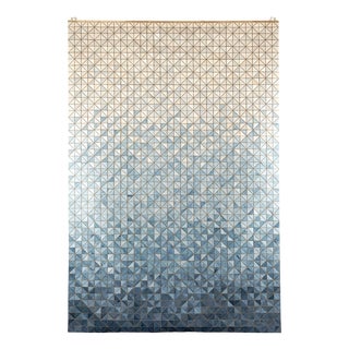 Fading Blue Wall Tapestry in Wood and Textile by Elisa Strozyk For Sale