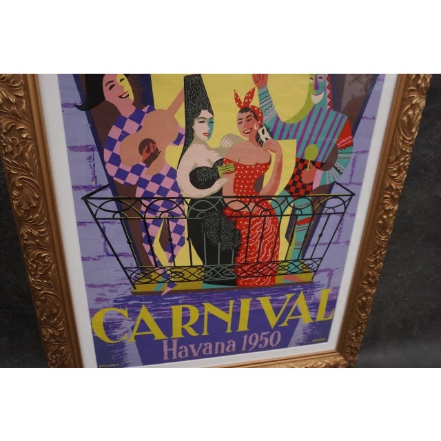 Bermudez Original Carnival Havana 1950 Poster, Framed For Sale In Los Angeles - Image 6 of 8