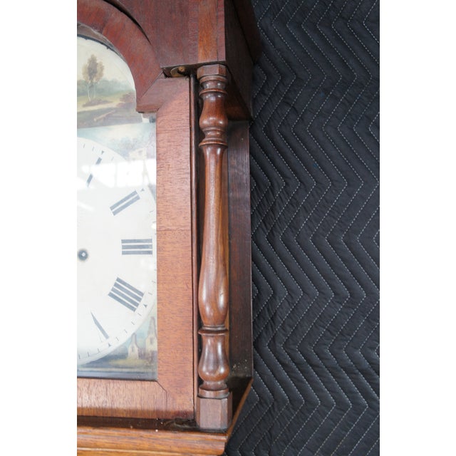 Antique English Georgian Quartersawn Oak Baldwin Loughborough Longcase Clock 85" For Sale - Image 13 of 18
