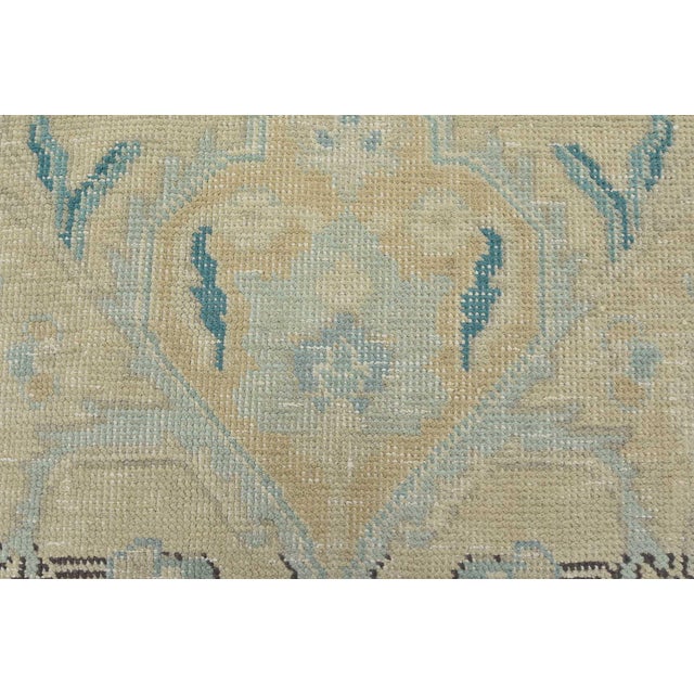 Tabriz Rug 9′ X 11’4” Tan Wool Vintage Distressed Hand-Knotted Carpet For Sale - Image 10 of 15