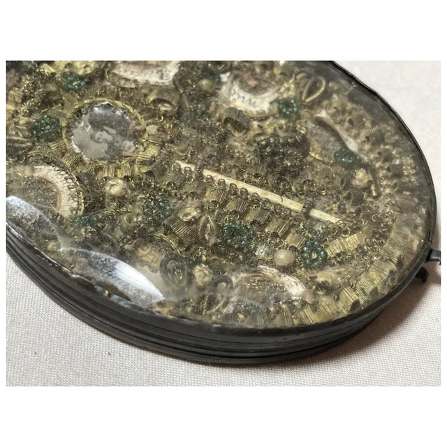 Rare Antique Handmade Catholic 7 Saint Jesus Relic Reliquary Box Sculpture For Sale - Image 11 of 18