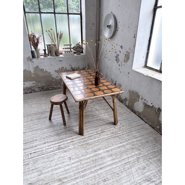 1950s Rattan Ceramic Table, 1950s For Sale - Image 5 of 18