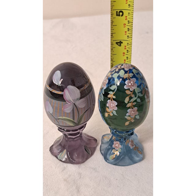 Pair of Vintage Fenton Hand‑Painted Pedestal Eggs – Signed & Numbered Limited Editions For Sale - Image 12 of 12