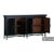 This modern media console cabinet is 3 feet tall and narrow, crafted from solid mango wood with a contemporary black iron...
