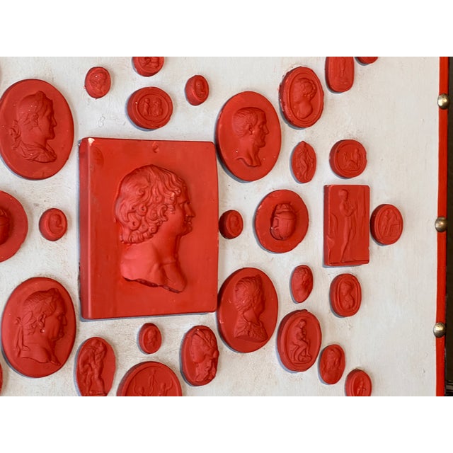 Set of Three Grand Tour Neoclassical Vintage Red Plaster Cast Waxed Intaglio Arrangements For Sale - Image 13 of 17