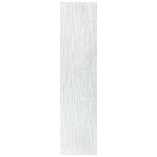 Soft Mist Flatweave Modern Runner In Light Gray "Haze" by Doris Leslie Blau For Sale