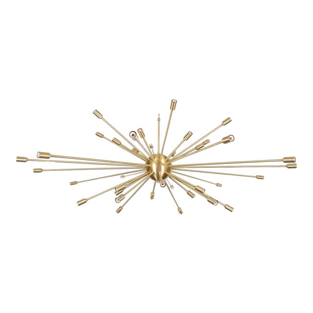Satin Finish Brass Sputnik Chandelier by Marcelo Bessa For Sale